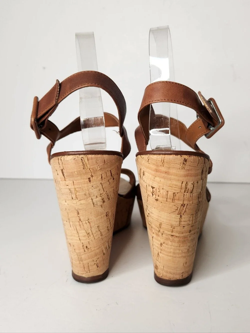 J. Crew Brown Leather Strappy Open Toe Cork Platform Wedge Sandals Size 9